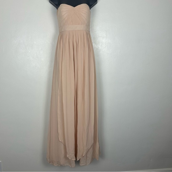Jenny Yoo 'Aidan' Convertible Strapless Chiffon Gown size  6  Blush - Picture 2 of 15